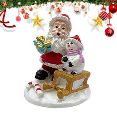 Imagem de Estatuetas de Papai Noel,Estatuetas de Papai Noel de resina | Resina impermeável em pé Papai Noel | Decoração de Natal de fazenda, enfeite de mesa, decoração de bandeja em camadas para festas de Natal