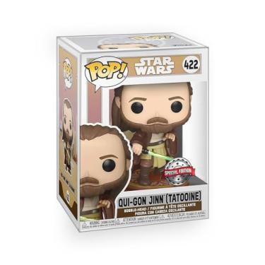Imagem de Epic Collectibles Pop Star Wars - Qui-Gon Jinn (Tatooine) Edição Limitada Exclusivo Conjunto Colecionável de Vinil com Protetor de Caixa Compatível Funko