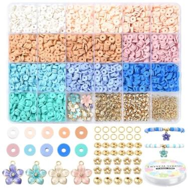 Imagem de Echoed Elegance 3219 peças de contas de argila para kit de fabricação de pulseiras, contas Heishi para fabricação de joias, kit de pulseira da amizade, para colar adulto brinco DIY