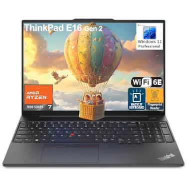 Imagem de Lenovo Laptop ThinkPad E16 G2 Business, 16 polegadas FHD+, AMD 8-Core Ryzen 7 7735HS (Beat i7-1360P), 32GB DDR5, SSD PCIe de 1TB, WiFi 6E, leitor de impressão digital, teclado