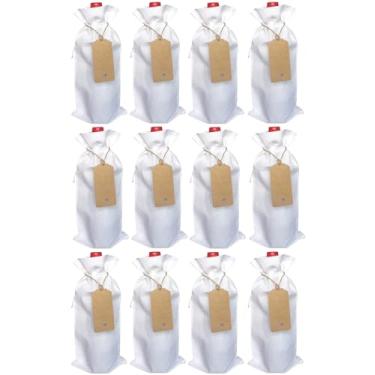Imagem de Tiwerlfe Pacote com 12 sacos de presente de azeite de oliva de serapilheira premium com etiquetas de presente – Capas reutilizáveis de juta com cordão, ideais para Natal, casamentos, festas