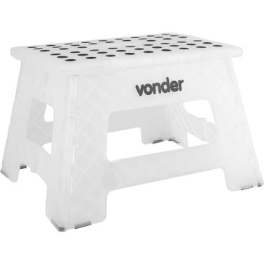 Imagem de Banqueta Plástica Dobrável Com Alça Vonder Altura 220mm Branco