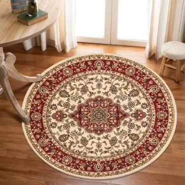 Imagem de Tapete redondo de luxo, lavável, para decoração de casa, ideal para quarto, sala de estar ou sala de jogos (160 cm / 62,9 pol.)
