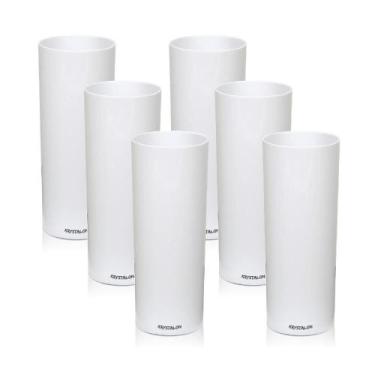 Imagem de Kit 6 Copos Tubo Branco 300 Ml Acrílico Ps - Krystalon