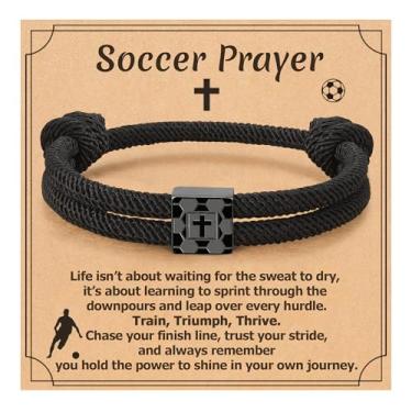 Imagem de ESPVO Pulseira de beisebol/basquete/futebol/futebol/hóquei para adolescentes, meninos, homens, pulseiras cruzadas, presentes para jogadores, amantes do time, filho, neto, irmão, sobrinho, amigo