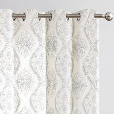 Imagem de Cortinas jinchan Boho Linen para sala de estar 214x213cm cinza sobre b