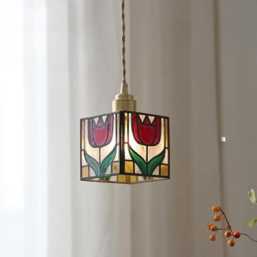 Imagem de Lustre retrô de latão - Perfeito para loft antigo, mesa de cabeceira vintage, restaurante em antigo armazém e pousada costeira (T)