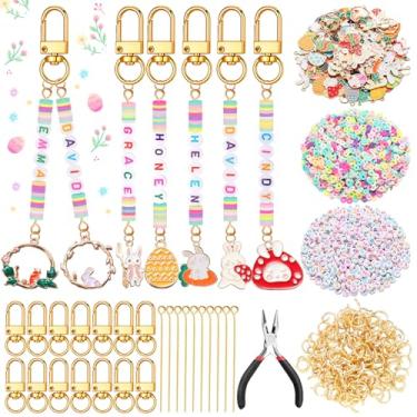 Imagem de Tondiamo 2823 peças de chaveiro de contas de Páscoa, kit de artesanato faça você mesmo, chaveiro de Páscoa, berloques, letras, miçangas, cordão para presente, joias, chaveiro, acessórios de mochila