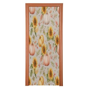 Imagem de Blueangle Capa de porta elástica de outono girassóis abóboras - Faixa de porta frontal de tecido elástico para Ação de Graças, decoração de festa ao ar livre em casa (1018)