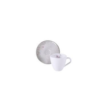 Imagem de Conjunto Xícara E Pires De Café Tramontina Floralis Em Porcelana Decorada 95 Ml 2 Peças