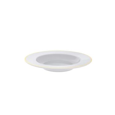 Imagem de Prato Fundo Filetado Tramontina Elisa Em Porcelana Com Borda Dourada 23 Cm