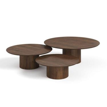 Imagem de Conjunto Mesa De Centro Ava Em Madeira Castanho