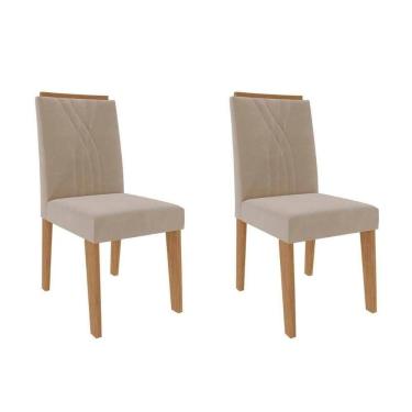 Imagem de Cadeira Sala De Jantar Nicole Kit 2 Un Savana-nature-suede Nude Bege - Cimol