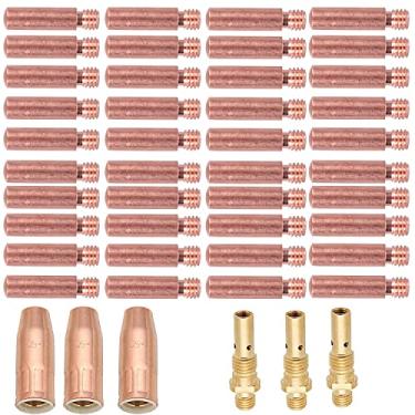 Imagem de Kit de 46 peças de pistola de solda Mig 0,30 polegadas para Lincoln Magnum 100L e Tweco Mini/#1 estilo padrão, 40 peças de pontas de contato 11-30 0,05 cm + 3 bocais de gás 53-137 cm + 3 difusores de gás 35-50,