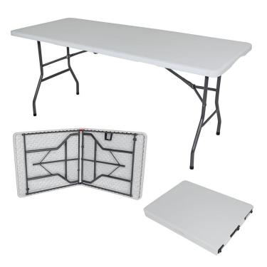 Imagem de Mesa Dobrável Gallant Vira Maleta Portátil 1,52m Branco com Alça (GMD25A90A-BR)