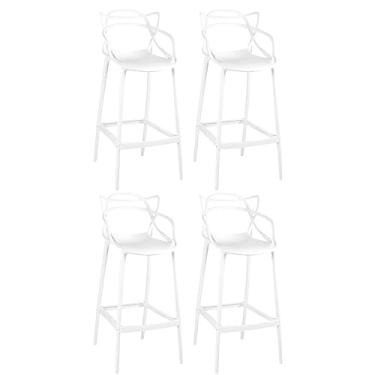 Imagem de Kit 4 Banquetas Allegra com Encosto Design Cozinha/bancada - Branco