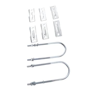 Imagem de Garosa Braçadeira de Mastro de Antena Dupla, Mastro de Ferro Resistente para Kit de Suporte de Montagem de Com Parafusos Em U para Antena Externa WiFi TV Bandeira Vara de Pesca (#12)