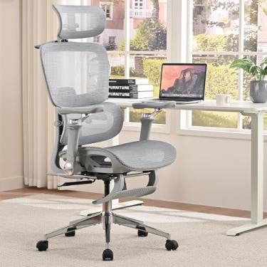 Imagem de Cadeira de escritório ergonômica de malha com apoios de braço 6D, cadeira de jogos de malha alta com suporte lombar, encosto de cabeça 3D ajustável para cadeira de mesa de escritório em casa