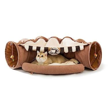 Imagem de Túnel para Gato Plegável Lavável com Cama Removível Brinquedo Interativo Premium Pequeno Médio Grande Tubo Interior Durável Gatos Cães Pequenos Filhotes de e Coelhos Até 20 lb