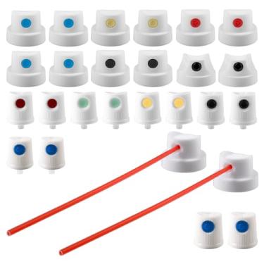 Imagem de LEONTOOL Tampas universais de tinta spray, 26 tampas e pontas sortidas, adaptador de substituição para diferentes latas de spray, bicos de tinta, sprays de tinta, pontas para grafite, reparo de