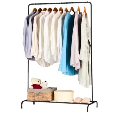 Imagem de Arara de Roupas com Sapateira | Cabideiro Móvel de Chão, Organizador 2 em 1 para Closet e Loja(PRETA)