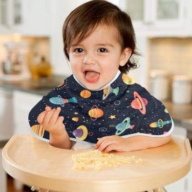 Imagem de CEBUGI Panos para Arrotar Musselina para Bebês 56 x 28 cm Toalhas de Banho Absorventes Macias Naves Espaciais Alienígenas Algodão Arrotar Trapos para Bebês Meninos e Meninas Pacote com 2