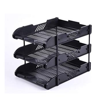 Imagem de LMJYU Organizador de arquivos, estante de mesa, balcão, organizador de mesa para livro, arquivo de escritório doméstico, papel, suprimentos, organizador de arquivos de mesa de livro de receitas