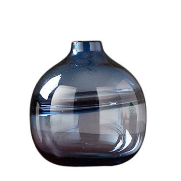 Imagem de YYBOES Vaso de vidro para vaso de flores Hometransparent arranjo de flores de vidro decoração de casa borda dourada vida floral mais brilhante design de cor neutra vidro decoração de casa (cor: B) fo