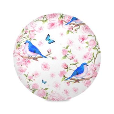 Imagem de Wassud Jogo americano tapete redondo de pássaro romântico para cozinha e jantar tapetes laváveis resistentes ao calor decoração de mesa 39 cm