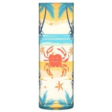 Imagem de CEBUGI Vaso de flores de palmeiras e caranguejos 10 x 30 cm, vaso cilíndrico para flores, vaso transparente inquebrável para festa de casamento, decoração de casa
