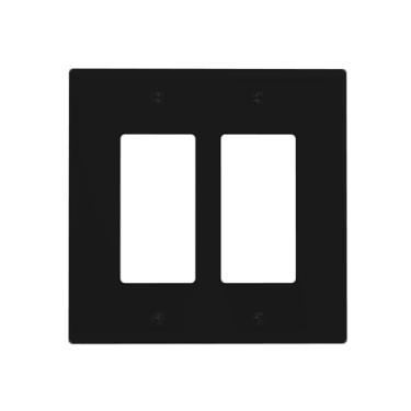 Imagem de WUYOCHA Capas decorativas pretas para interruptor de luz de 2 gangs, placas de parede com balancim duplo para tomadas elétricas, capas de placa de interruptor para quarto, cozinha, decoração de casa