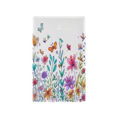 Imagem de Wassud Placa de cobertura de interruptor de luz, capas de tomada decorativas, placa de parede para tomadas elétricas, flores silvestres engraçadas, em branco, 11 x 6 cm