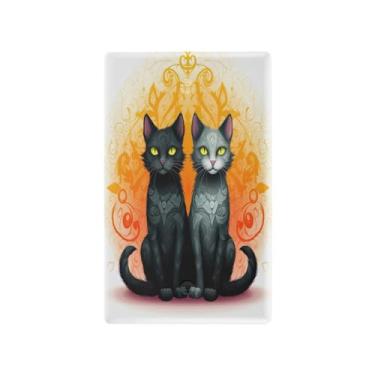 Imagem de Wassud Placa de cobertura para interruptor de luz, interruptor único, capas de tomada, placa de parede, dois gatos, decoração de casa, sala de estar, quarto, decoração