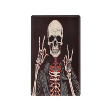 Imagem de Wassud Placa de cobertura de interruptor de luz, capa de tomada de interruptor único, placa de parede, caveira de Halloween, decoração de casa, sala de estar, quarto, decoração