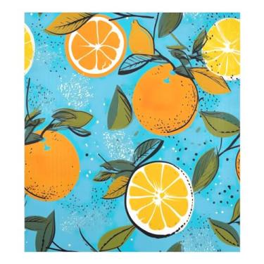 Imagem de Qilmy Capa magnética para máquina de lavar louça, laranjas e flores pequenas, 58 x 66 cm, capa decorativa para geladeira para porta frontal, adesivo, máquina de lavar, painel de geladeira, decalque