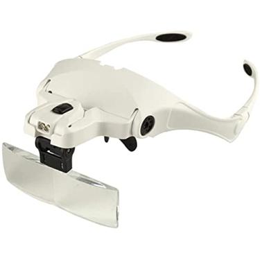 Imagem de uhyOHF Lupa de cabeça, lupa digital portátil, ampliação de óculos com 2 luzes de lupa de joalheiro profissional de LED e faixa de cabeça são intercambiáveis 5 lentes substituíveis: 1,0X, (