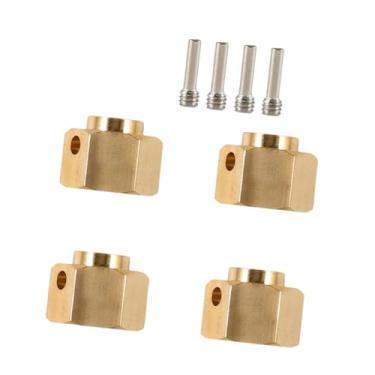 Imagem de Esquirla Adaptador de roda hexagonal de latão reforçado 4x, conector de contrapeso de latão reforçado para modificação de caminhões modelo 1/10, 8mm