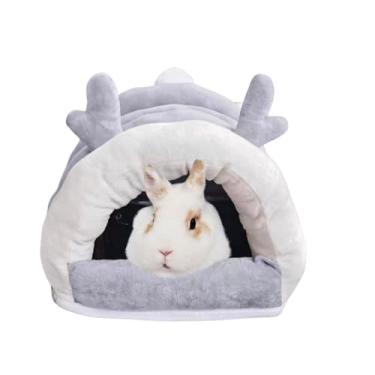 Imagem de Cama esconderijo de porquinho-da-índia – casa de porquinho da índia com fundo removível para coelhos, chinchilas, furões, animais de estimação pequenos – pelúcia grossa, caverna quente e aconchegante