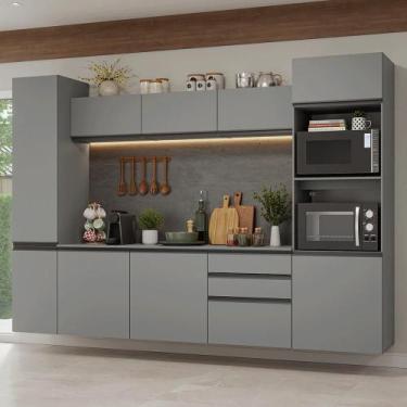 Imagem de Armário de Cozinha Completa 280cm Suspensa Nice Madesa 06, Cinza