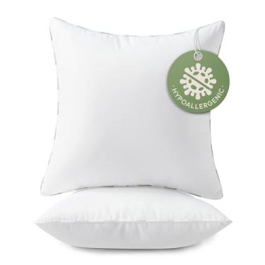 Imagem de Almofadas de almofada (pacote com 2, 50,8 x 50,8 cm, branco) – Travesseiros hipoalergênicos premium de microfibra de microfibra para almofadas de cama e sofá | Travesseiro decorativo para ambientes