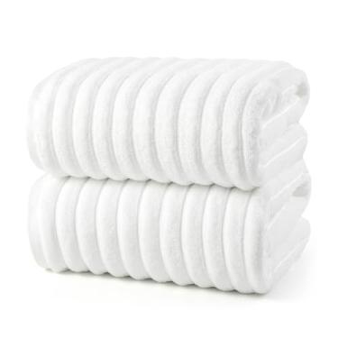 Imagem de REDKISS Pacote com 2 toalhas de banho grandes 78 × 150 cm, 100% algodão, super macias e absorventes, toalhas de secagem rápida, perfeitas para banheiro, toalhas de chuveiro de pelúcia - branco