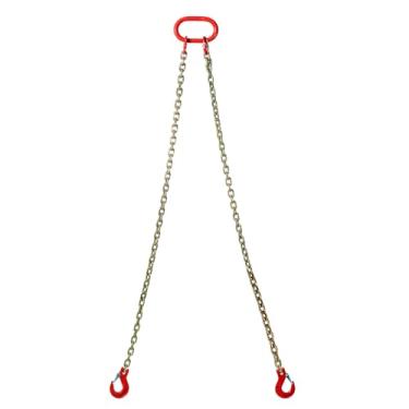 Imagem de Kivomot G80 Correia de corrente de 2 pernas 5/40.6 cm, pernas de 1,5 m, corrente de elevação de aço de liga WLL de 1,995 kg com ganchos de segurança para guindaste e elevação aérea