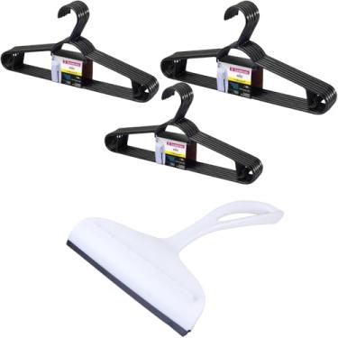 Imagem de Kit 2 Rodo de pia Branco e 3 Cabide Plástico para Roupas 6 Unidades