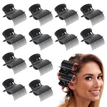 Imagem de Conjunto de 12 grampos de cabelo resistentes ao calor, de plástico preto, para pentear e cortar o cabelo