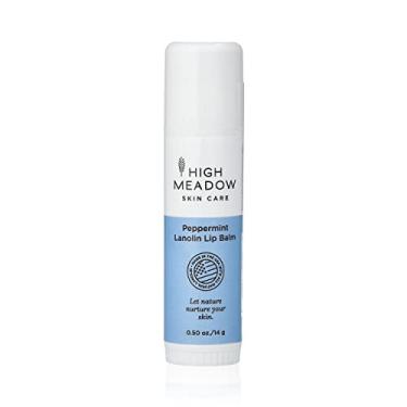 Imagem de High Meadow Bálsamo labial Lanolina de hortelã-pimenta - cuidado labial unissex natural com manteiga de karité, hidrata, hidrata e protege os lábios, ótimo para herpes labial, bolhas de febre