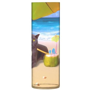 Imagem de JUZIHAI Vaso de praia para cães e gatos para flores 9,9 cm x 30 cm Cilindro de plástico moderno vaso de flores para centro de mesa de casamento decoração de casa