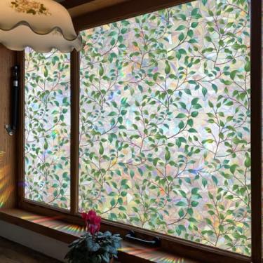 Imagem de Meetcolor Película de privacidade para janela de vitral decorativa, película de janela arco-íris com bloqueio de sol 3D, película adesiva estática sem cola para decoração de porta de vidro de quarto