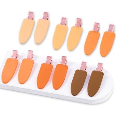 Imagem de hisial 12 peças de clipes sem vincos de cor sólida para maquiagem presilhas planas de plástico para pentear lindos grampos de cabelo sem vincos, laranja