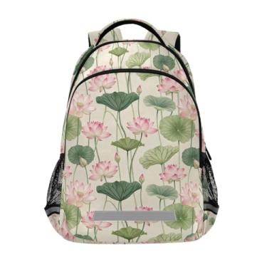 Imagem de ODAWA Flowers Green Beige Student Backpack for Kids 6-12 Inch Laptop Bag with Reflective Strips Bookbag