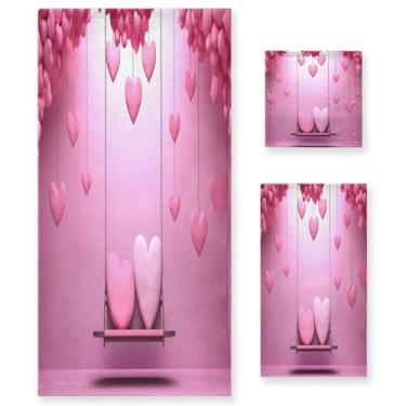 Imagem de Wassud Balões fofos no balanço conjunto de 3 toalhas de banho dos namorados, toalhas super macias e absorventes para banheiro, toalhas de banho de secagem rápida, toalha de banho para academia, spa